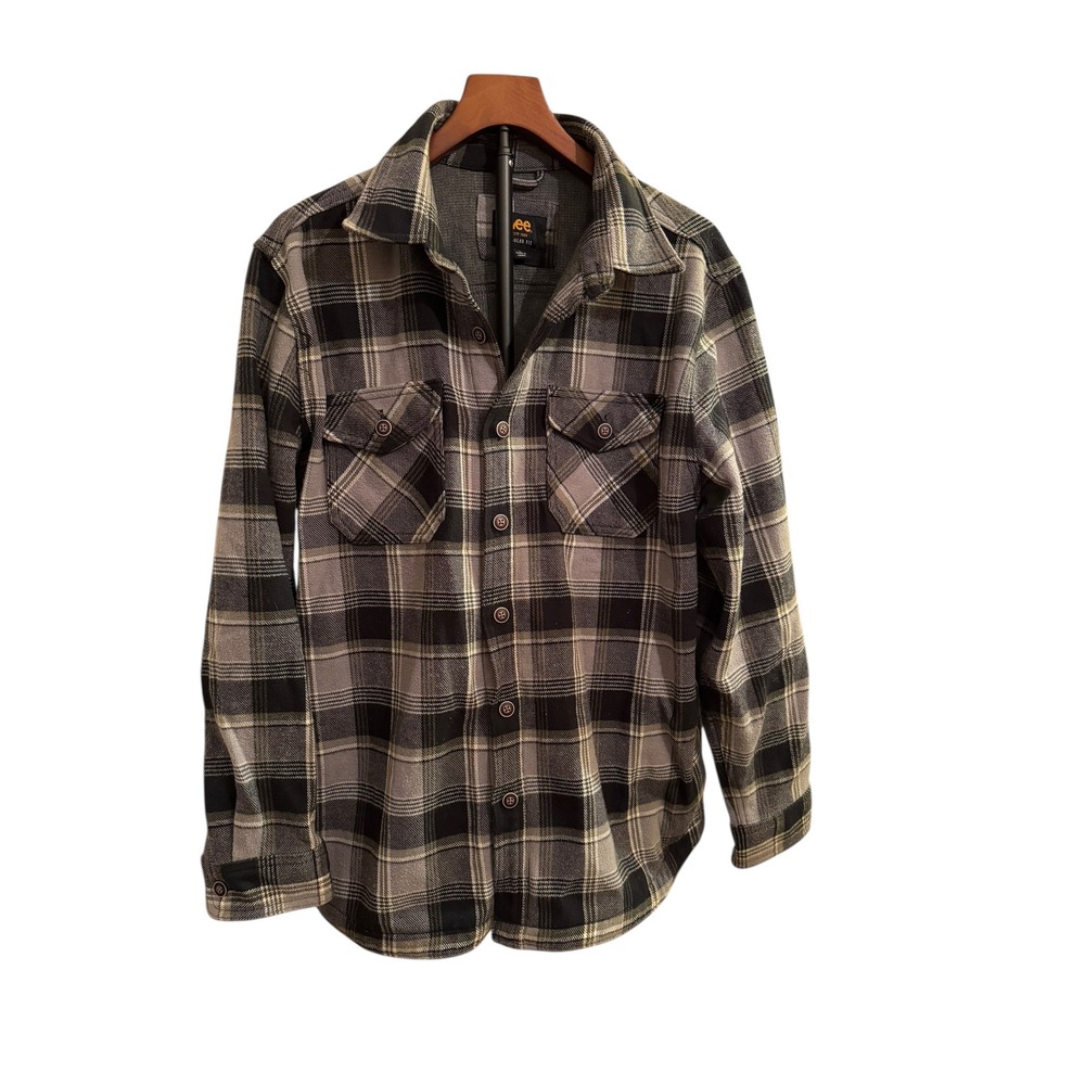 Lee Men's Plaid Flannel Shirt Regular Fit‎ Long Sleeve Button Up Size Large